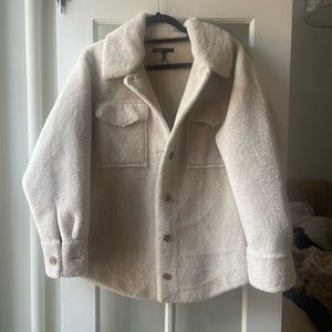 MAJE Trucker Balerio Luxe Shearling Suede Shirt Jacket 38